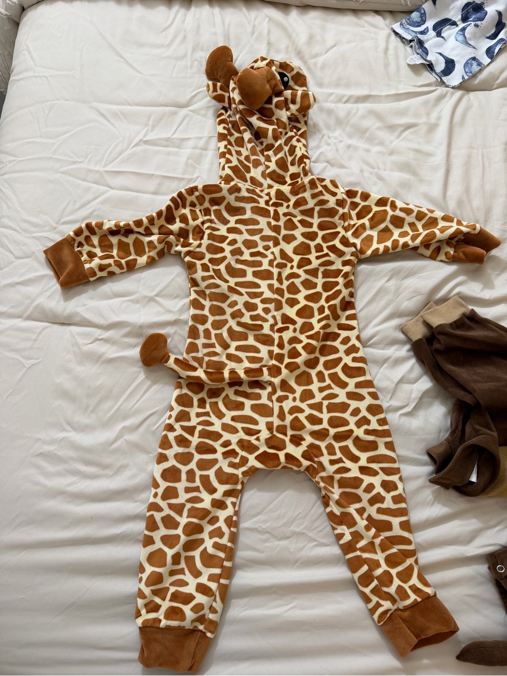 Giraffe Print Hooded One-Piece Romper - Brown